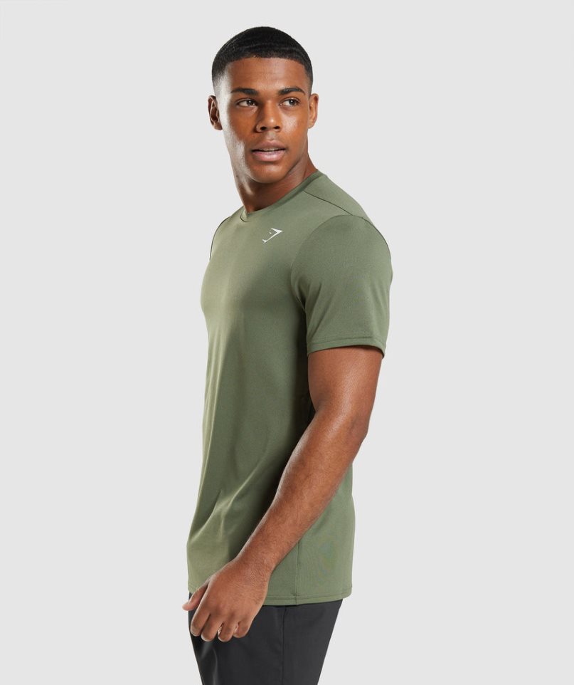 Men's Gymshark Arrival T-Shirts Olive | NZ 8ALJZB